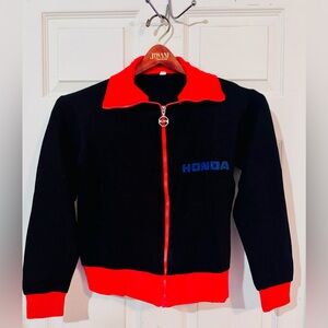 80s Honda Italy Euro Dealer Track Jacket Motorsports Racing Mens S 100% Poly